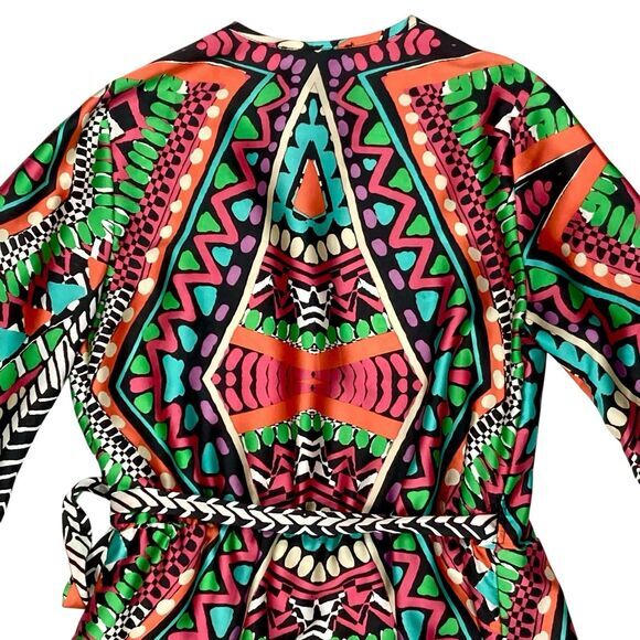 Alexia Admor Wrap Dress Womens M Multicolor Balloon Sleeve Tie Waist Boho Chic - Picture 8 of 16